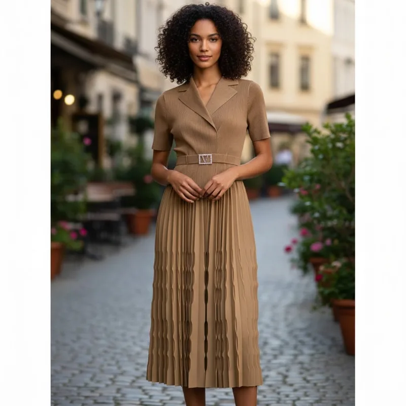 Miyake Плиссированные платья с воротником костюма Элегантный галстук с высокой талией Плюс Размер Свободная посадка Дизайнерская юбка со складками с короткими рукавами
Miyake Плиссированные платья с воротником костюма Элегантный галстук с высокой талией Плюс Размер Свободная посадка Дизайнерская юбка со складками с короткими рукавами