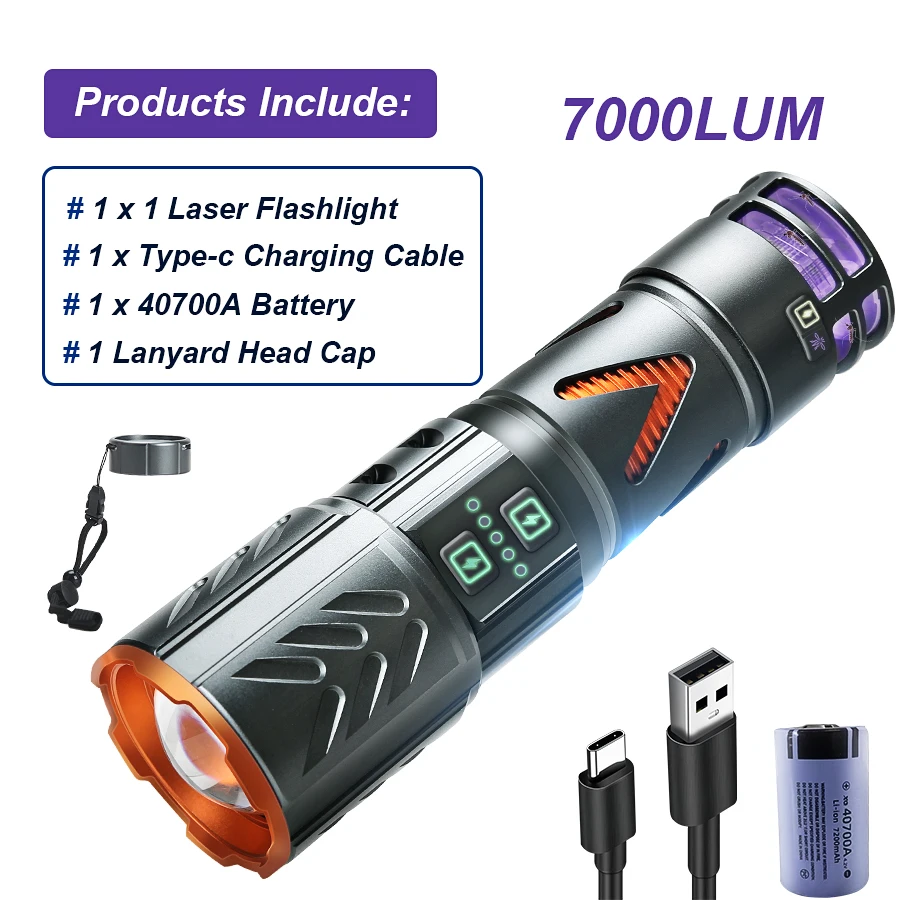 BL-G531 LED Flashlight TYPE-C Rechargeable EDC Flashlight with Power Bank Function 10 Lighting Modes 7000LM Super Bright Torch
BL-G531 LED Flashlight TYPE-C Rechargeable EDC Flashlight with Power Bank Function 10 Lighting Modes 7000LM Super Bright Torch