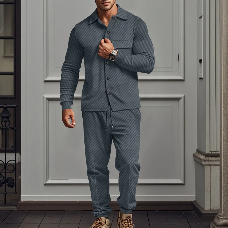 2024 Autumn Casual Two Piece Set Men's Tracksuit Jacquard Solid Color Long Sleeve Jackets And Pants Male Suits Fashion Loose Set
2024 Autumn Casual Two Piece Set Men's Tracksuit Jacquard Solid Color Long Sleeve Jackets And Pants Male Suits Fashion Loose Set