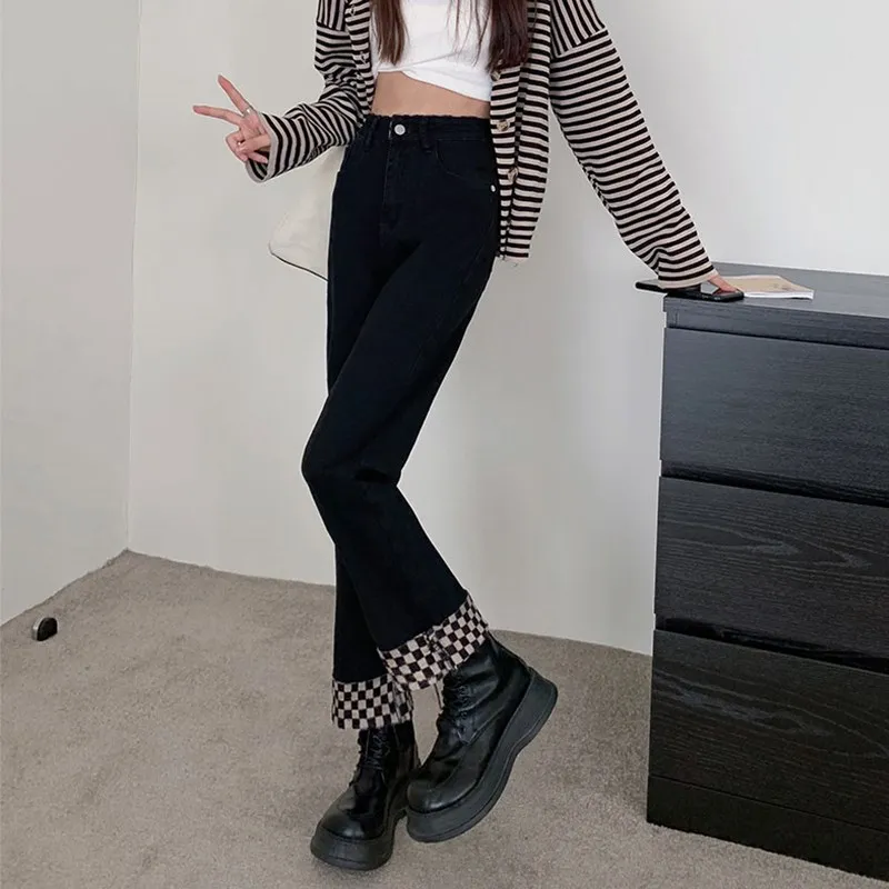 Прямые джинсы с манжетами Bla, женские осенне-зимние свободные утягивающие брюки больших размеров с широкими штанинами, грушевидные брюки
Прямые джинсы с манжетами Bla, женские осенне-зимние свободные утягивающие брюки больших размеров с широкими штанинами, грушевидные брюки