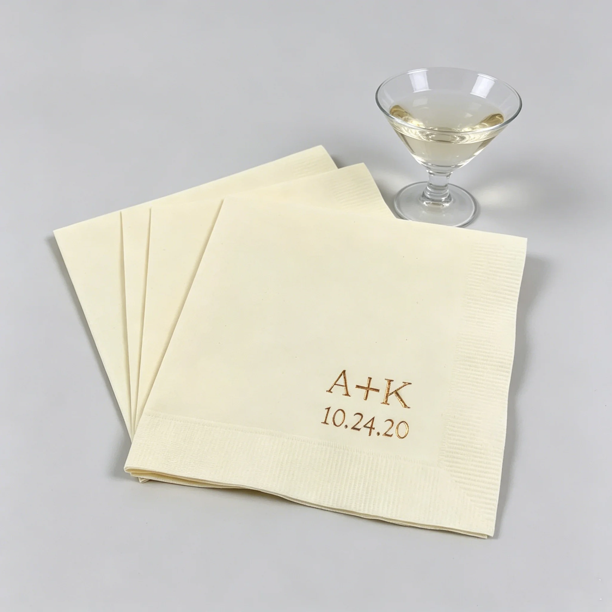 50pcs Custom Gold Foil Initials Cocktail Napkins, Personalized Couple Monogram & Date Printed Ivory Napkins for Wedding, Bridal
50pcs Custom Gold Foil Initials Cocktail Napkins, Personalized Couple Monogram & Date Printed Ivory Napkins for Wedding, Bridal
