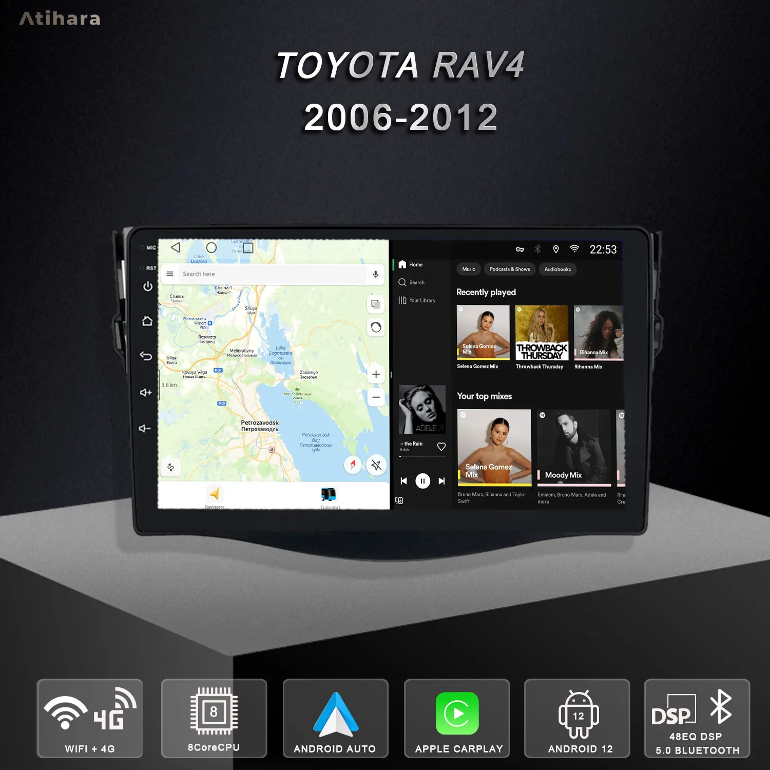 Atihara 9" Android Car Radio For Toyota RAV4 2006-2012 Carplay Android Auto, 2Din Multimedia Player 4G Wifi Bluetooth RDS DSP
Atihara 9" Android Car Radio For Toyota RAV4 2006-2012 Carplay Android Auto, 2Din Multimedia Player 4G Wifi Bluetooth RDS DSP