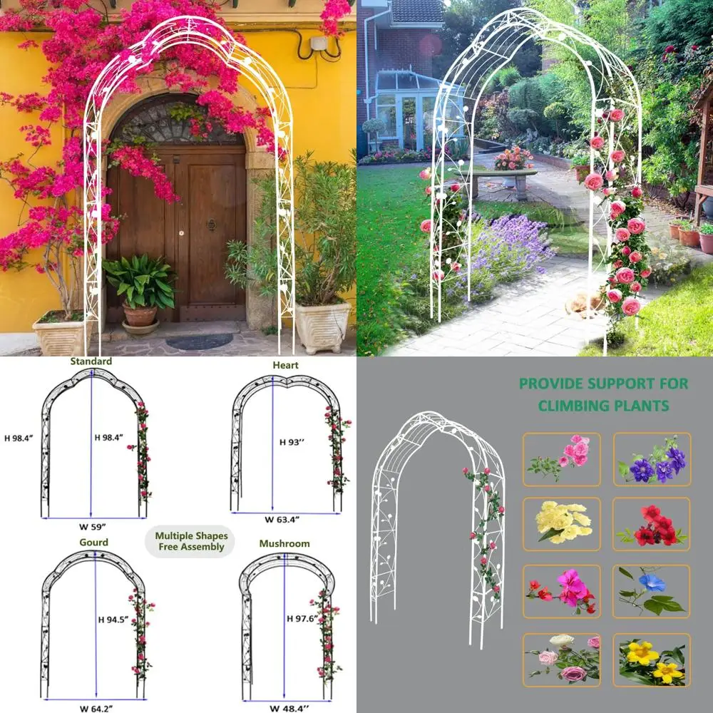 Large White Outdoor Garden Arch with Trellis for Climbing Plants, Roses, and Wedding Archway Support
Large White Outdoor Garden Arch with Trellis for Climbing Plants, Roses, and Wedding Archway Support