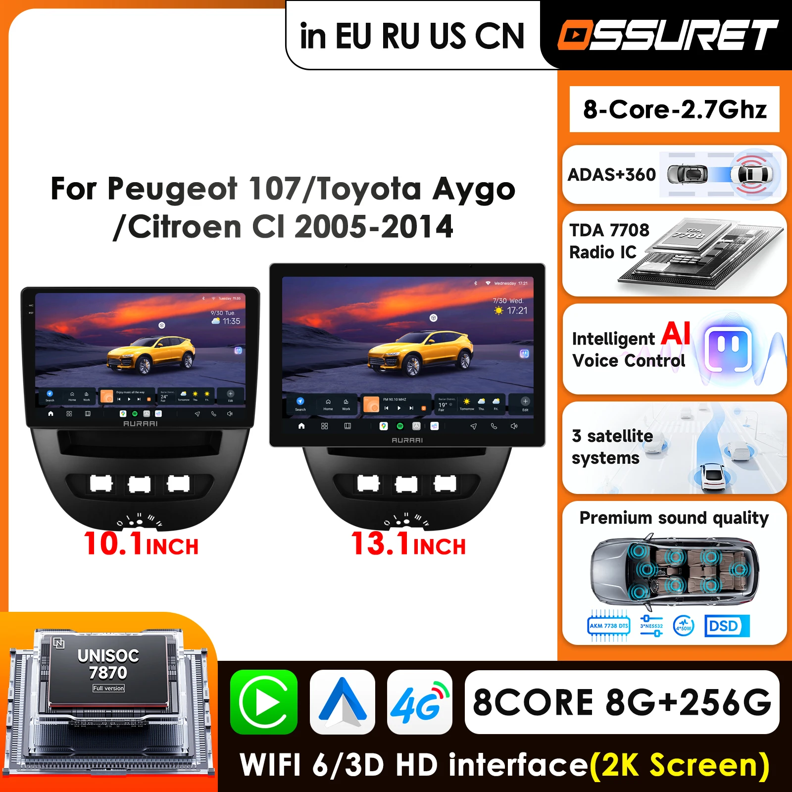 4G Carplay Android Car Radio for Peugeot 107 2005 Citroen C1 2014 Toyota Aygo Infotainment Multimedia Player GPS Auto Stereo RDS
4G Carplay Android Car Radio for Peugeot 107 2005 Citroen C1 2014 Toyota Aygo Infotainment Multimedia Player GPS Auto Stereo RDS