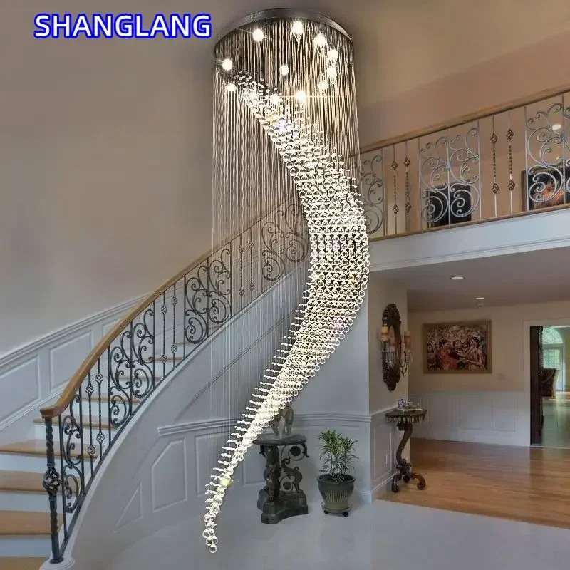 Staircase Crystal Chandelier Luxury Spiral Design Hall Light Fixture Living Dining Room Suspension Wire Cristal Lamp
Staircase Crystal Chandelier Luxury Spiral Design Hall Light Fixture Living Dining Room Suspension Wire Cristal Lamp