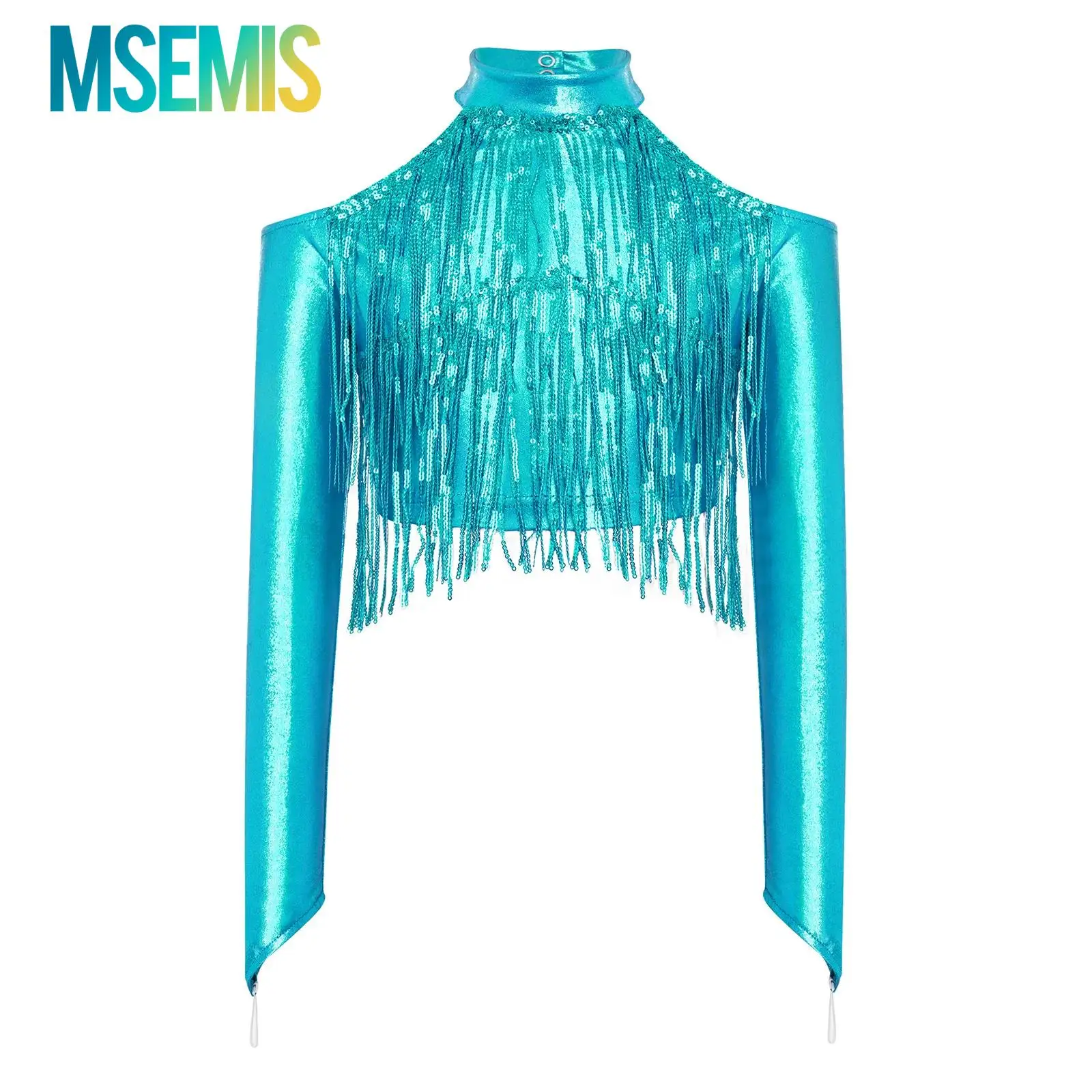 Kids Girls Sparkling Sequin Tassels Crop Top Metallic Jazz Latin Dance Performance Costume Long Sleeve Finger Holes Cutout Back
Kids Girls Sparkling Sequin Tassels Crop Top Metallic Jazz Latin Dance Performance Costume Long Sleeve Finger Holes Cutout Back