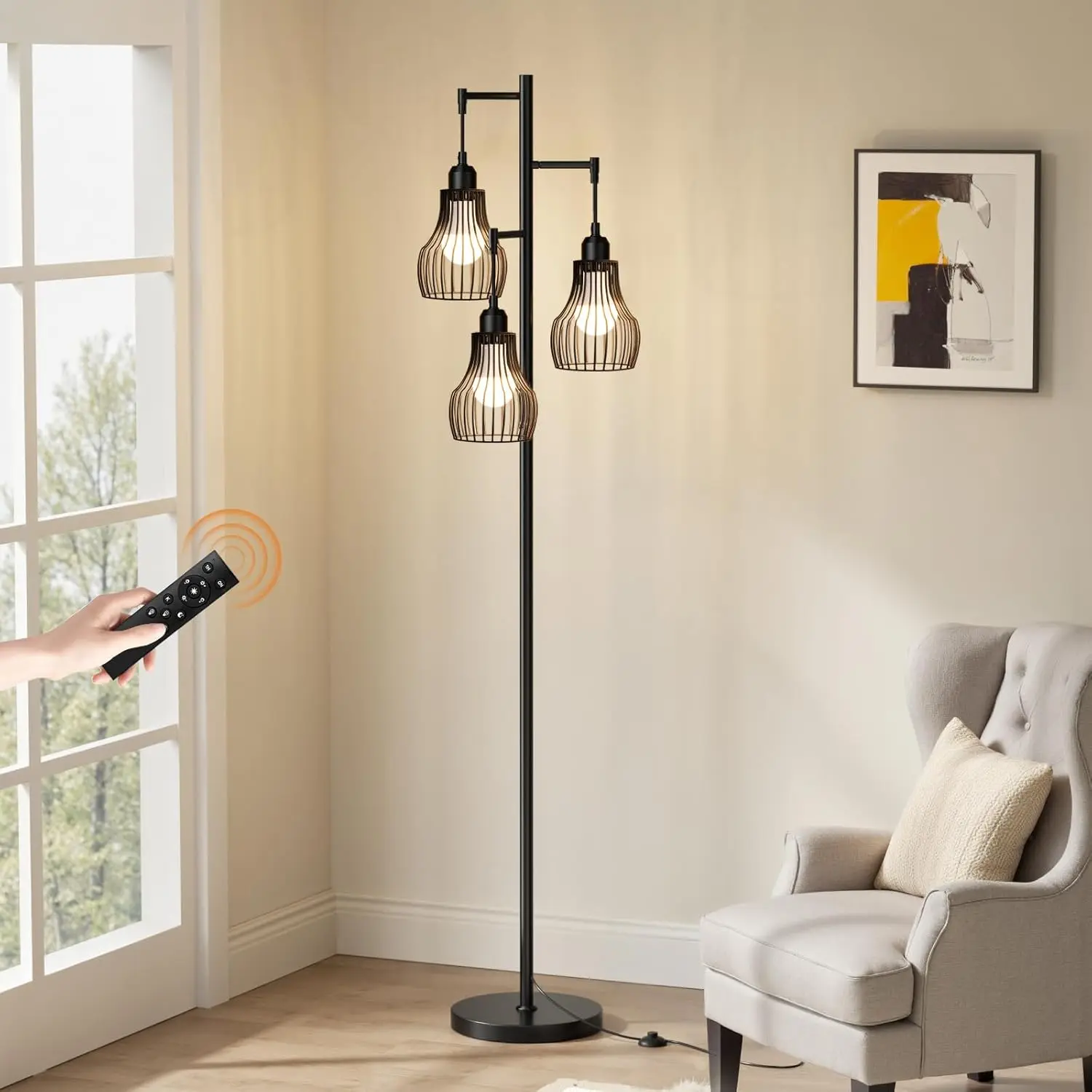 Dimmable Floor Lamp with Remote, 3 Color Temperatures, 10%-100% Brightness, 70 inch Tall, Easy Assembly, Timer, Foot Switch
Dimmable Floor Lamp with Remote, 3 Color Temperatures, 10%-100% Brightness, 70 inch Tall, Easy Assembly, Timer, Foot Switch