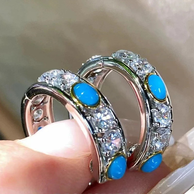 KQDANCE Luxury 925 Sterling Silver Turquoise Hoop Earrings For Women
KQDANCE Luxury 925 Sterling Silver Turquoise Hoop Earrings For Women