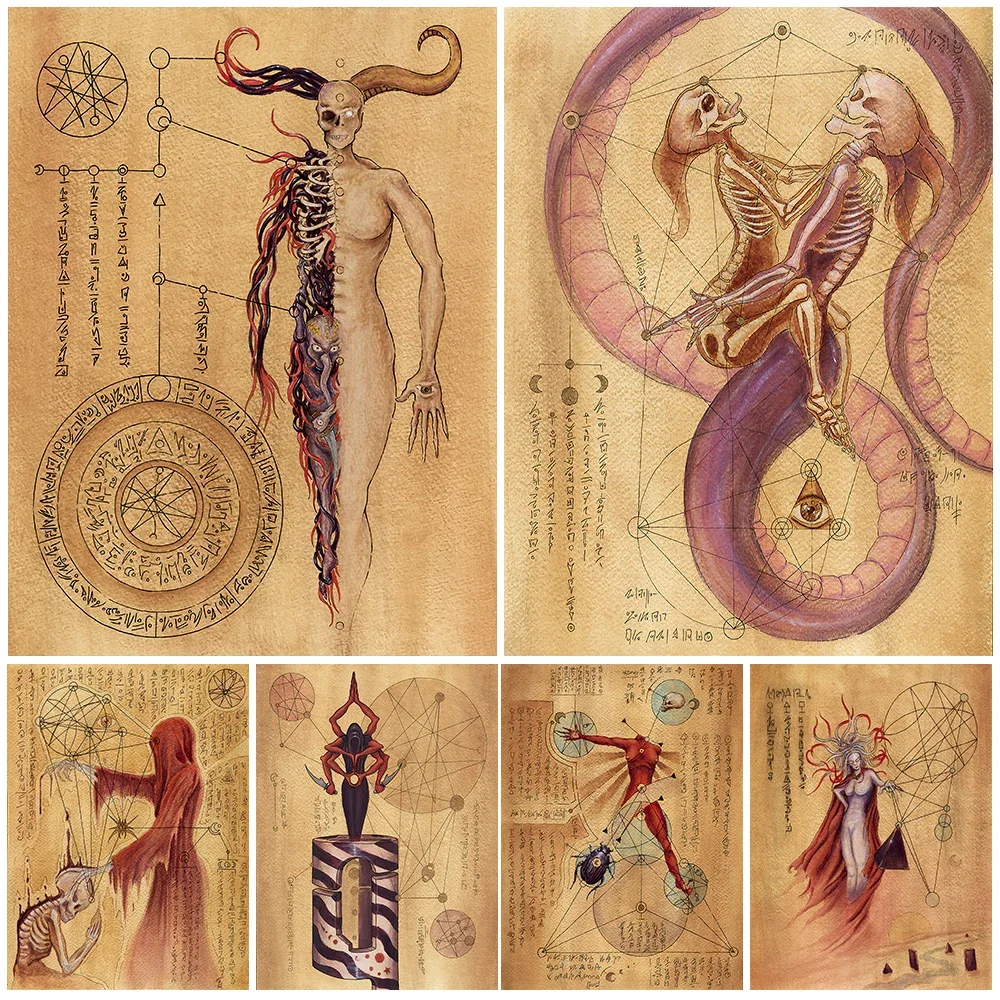 Dark Demons Canvas Painting, Monsters and Sacred Geometry Wall Art, Horror Skeleton Posters and Prints, Unframed Decoration
Dark Demons Canvas Painting, Monsters and Sacred Geometry Wall Art, Horror Skeleton Posters and Prints, Unframed Decoration