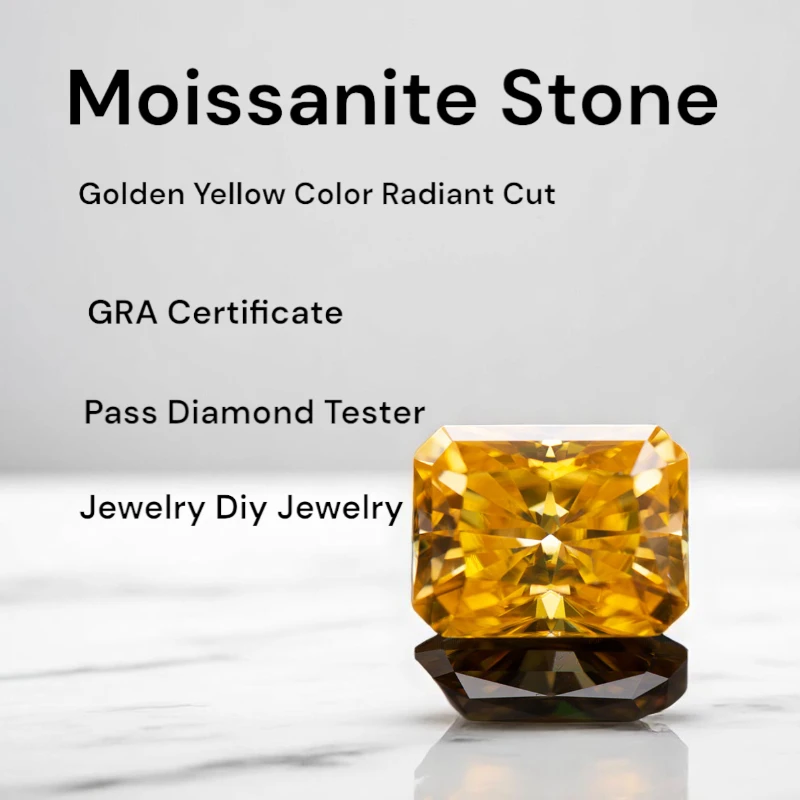 Moissanite Stone Golden Yellow Color Radiant Cut Charms Gemstone DIY Advanced Jewelry Making Materials with Certificate
Moissanite Stone Golden Yellow Color Radiant Cut Charms Gemstone DIY Advanced Jewelry Making Materials with Certificate