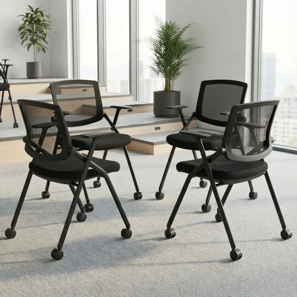 Pack Stackable Conference Room Chairs with Wheels and Paddle, Ergonomic Mesh Back and Arms for Meeting, Conference, Reception,
Pack Stackable Conference Room Chairs with Wheels and Paddle, Ergonomic Mesh Back and Arms for Meeting, Conference, Reception,