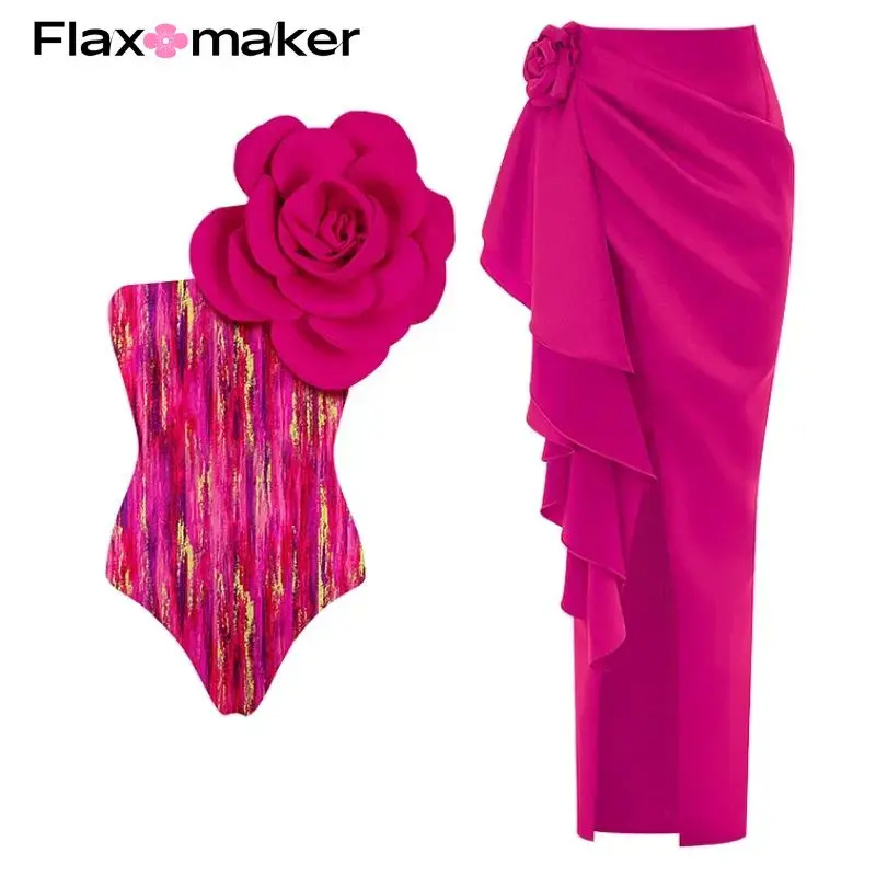 Flaxmaker handmade 3D Flower Decor One Piece Swimsuit and Skirt Swimwear Set Women Beachwear Luxury Bathing Suit
Flaxmaker handmade 3D Flower Decor One Piece Swimsuit and Skirt Swimwear Set Women Beachwear Luxury Bathing Suit