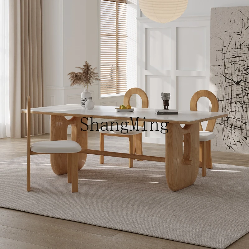 ZYY cream wind rock slab solid wood dining table household log simple rectangular dining table and chair combination
ZYY cream wind rock slab solid wood dining table household log simple rectangular dining table and chair combination