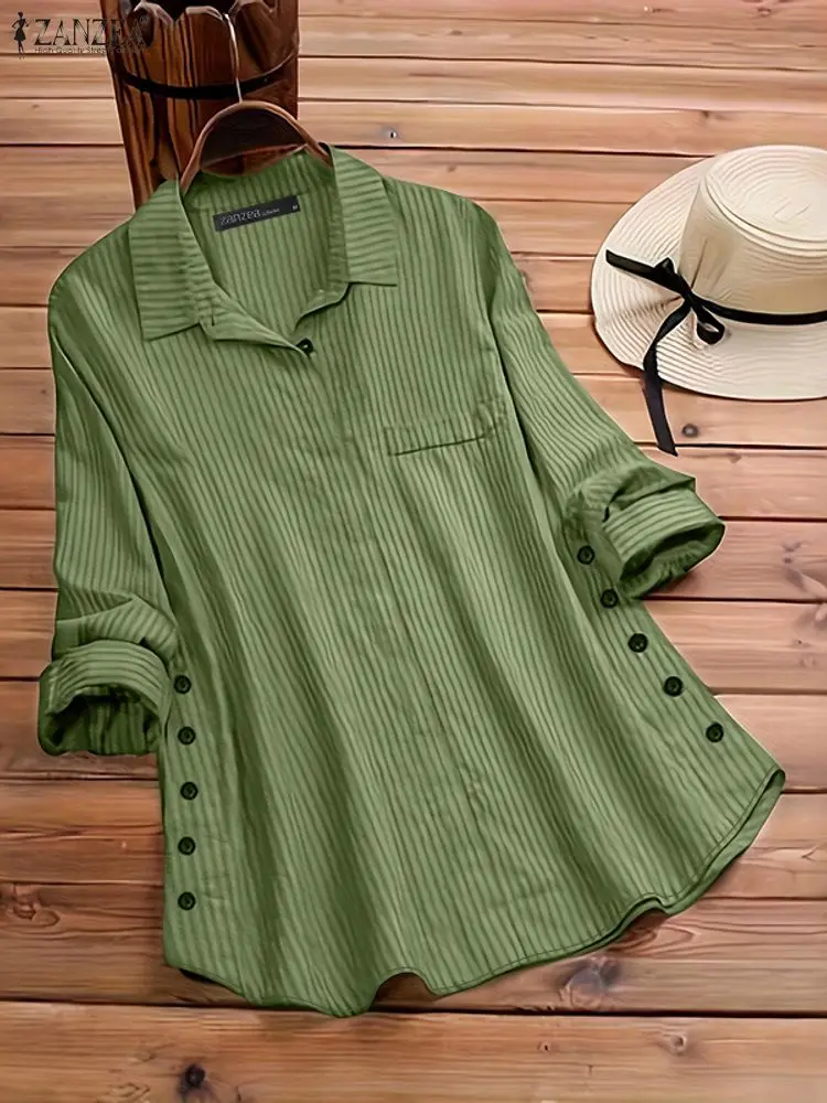 ZANZEA женские полосатые рубашки, осень 2022, повседневные свободные рубашки-поло с отложным воротником и длинными рукавами, свободные длинные топы большого размера, S-3XL
ZANZEA женские полосатые рубашки, осень 2022, повседневные свободные рубашки-поло с отложным воротником и длинными рукавами, свободные длинные топы большого размера, S-3XL