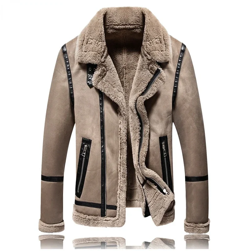 Men Suede Leather Jacket Winter Warm Outwear Faux Fur Turn-down Collar Coat Buckles Patchwork Drop Shipping New
Men Suede Leather Jacket Winter Warm Outwear Faux Fur Turn-down Collar Coat Buckles Patchwork Drop Shipping New