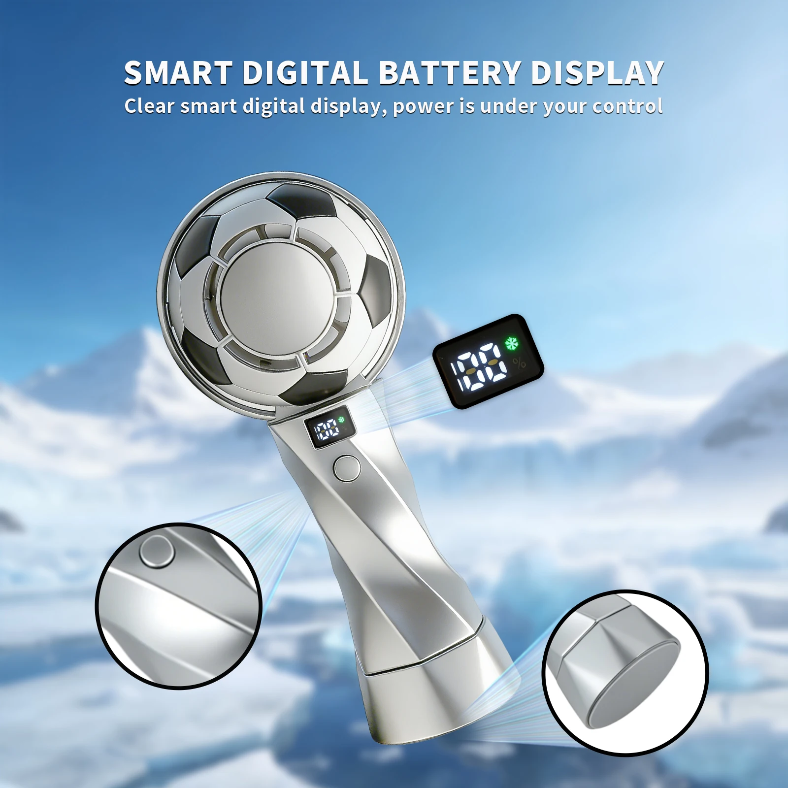 Football Handheld Fan Non-Cooling or Cooling Version USB Rechargeable Portable Digital Display Fan
Football Handheld Fan Non-Cooling or Cooling Version USB Rechargeable Portable Digital Display Fan