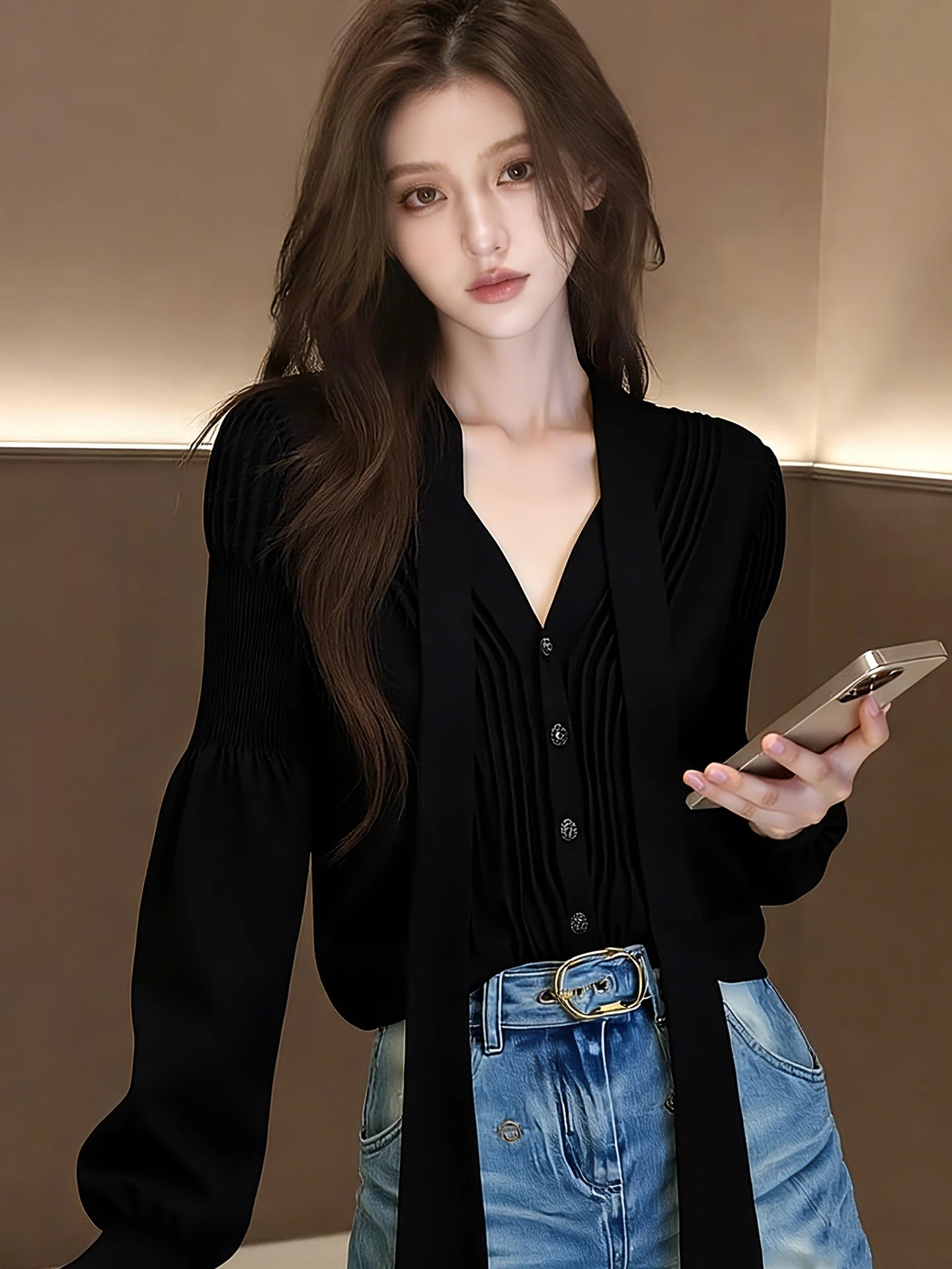 Black Long Sleeve Shirt Women's Skin-friendly Beautiful Knot Design Spring 2026 Elegant Versatile French Style Loose Fit Shirt
Black Long Sleeve Shirt Women's Skin-friendly Beautiful Knot Design Spring 2026 Elegant Versatile French Style Loose Fit Shirt