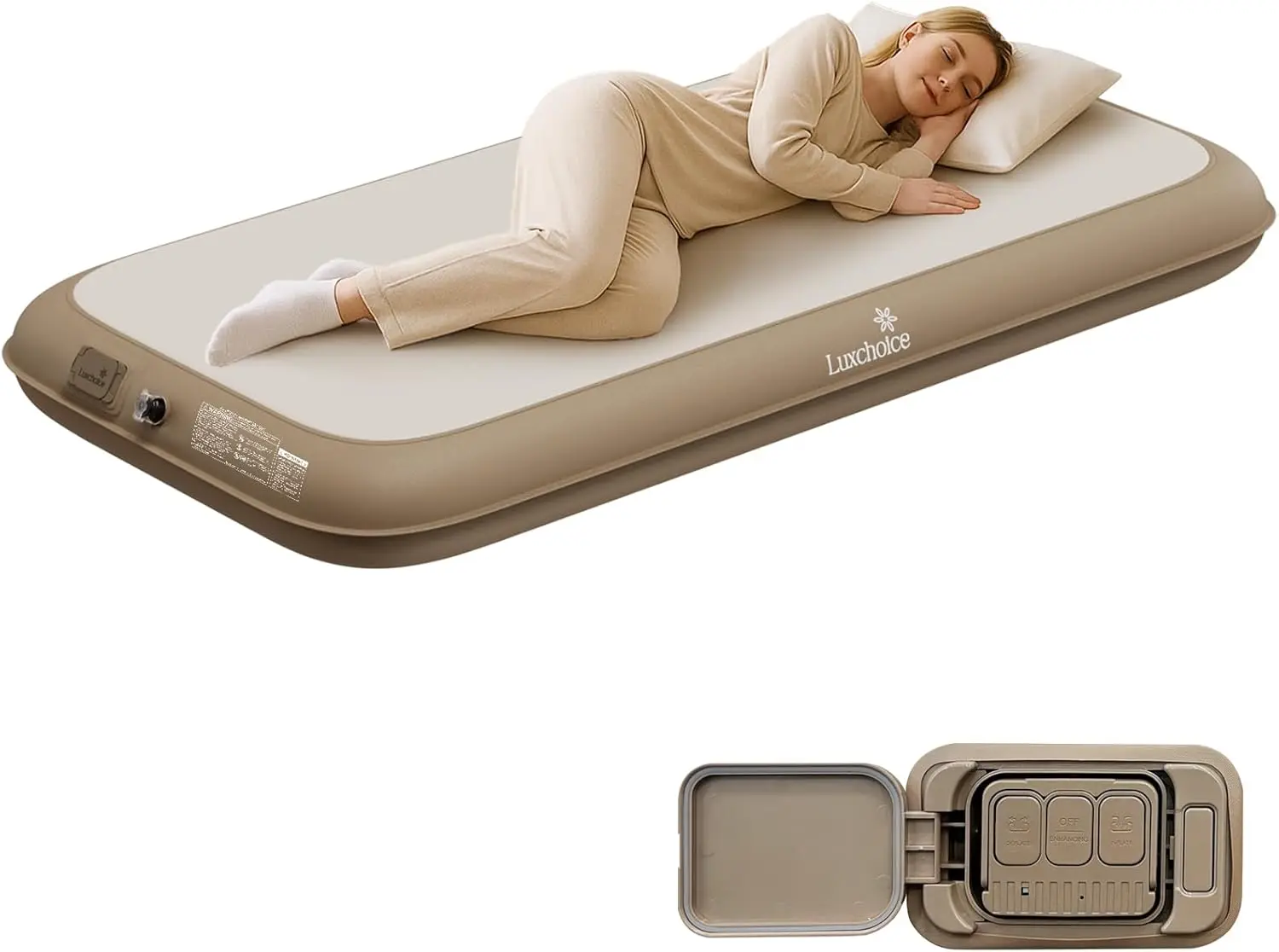 Twin Air Mattress with Built-in Pump, No Leak, 2-Min Setup, 1100LBS Support, Drop Stitch Fabric, Portable for Camping & Home
Twin Air Mattress with Built-in Pump, No Leak, 2-Min Setup, 1100LBS Support, Drop Stitch Fabric, Portable for Camping & Home
