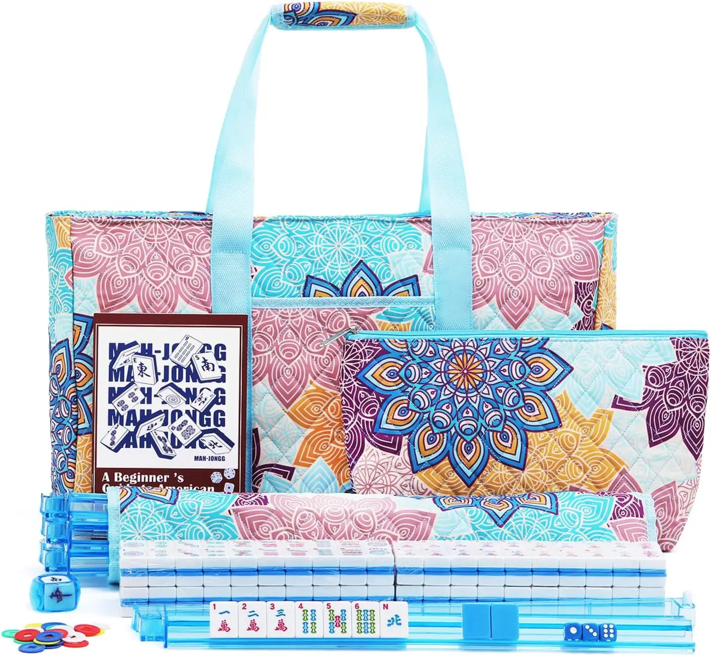 Complete Mahjong Game Set with 166 Blue Tiles, Racks, Bag for Travel & Gifts
Complete Mahjong Game Set with 166 Blue Tiles, Racks, Bag for Travel & Gifts