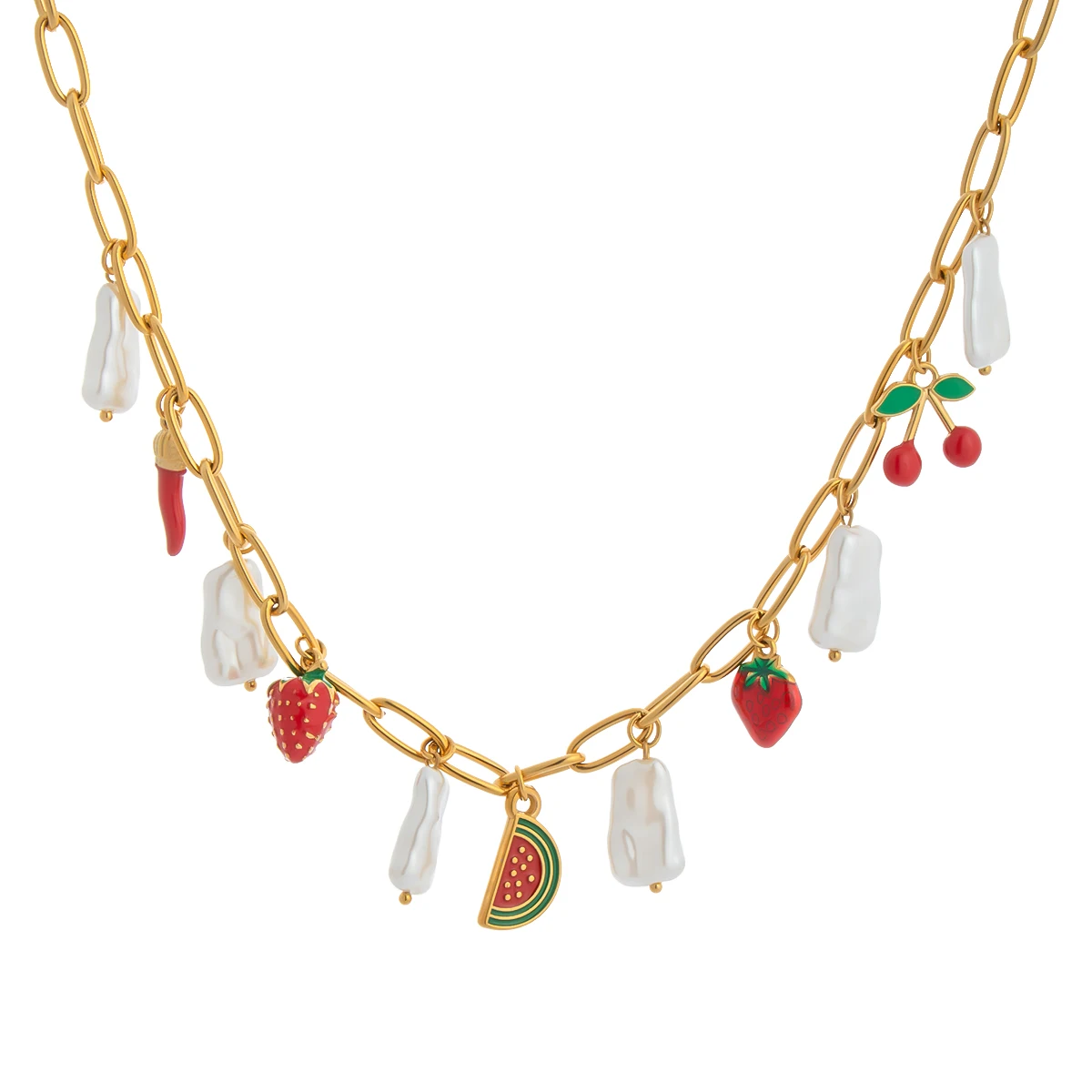 Simulated Pearls Strawberry Cherry Drop Sweet Necklace Bracelet PVD Plated Stainless Steel Chain Handmade Jewelry Gift
Simulated Pearls Strawberry Cherry Drop Sweet Necklace Bracelet PVD Plated Stainless Steel Chain Handmade Jewelry Gift