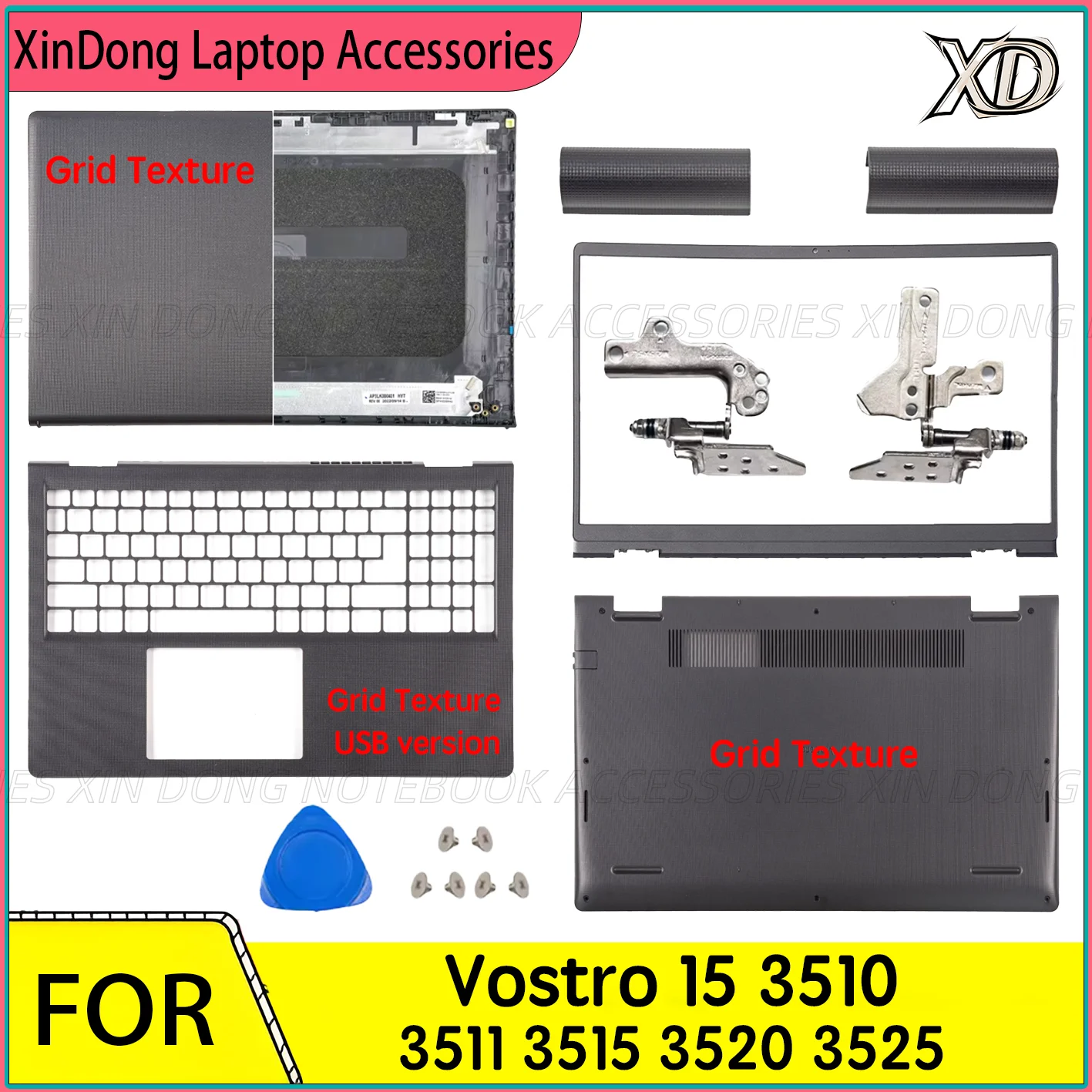 Laptop Case Replacement For Vostro 3510 3511 3515 3520 3525 Textured Surface Top Cover Bezel Palmrest Bottom Shell Hinges Set
Laptop Case Replacement For Vostro 3510 3511 3515 3520 3525 Textured Surface Top Cover Bezel Palmrest Bottom Shell Hinges Set