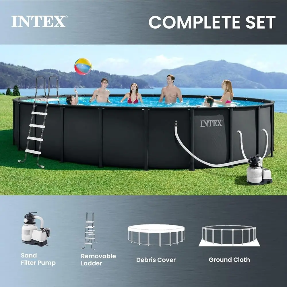 24 t x 52 in Above Ground Pool Set, Round Swimming Pool with Steel e, 2100 GPH Sand ilter Pump, Ladder, Cover, & Ultra XTR
24 t x 52 in Above Ground Pool Set, Round Swimming Pool with Steel e, 2100 GPH Sand ilter Pump, Ladder, Cover, & Ultra XTR