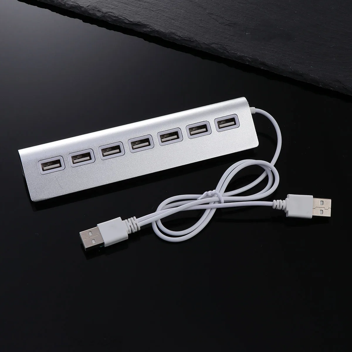 7-Port 2.0 Hub Adapter For Laptop Computer Silver Data Transfer Splitter Compatible With Pc Usb Hub For Computer Usb