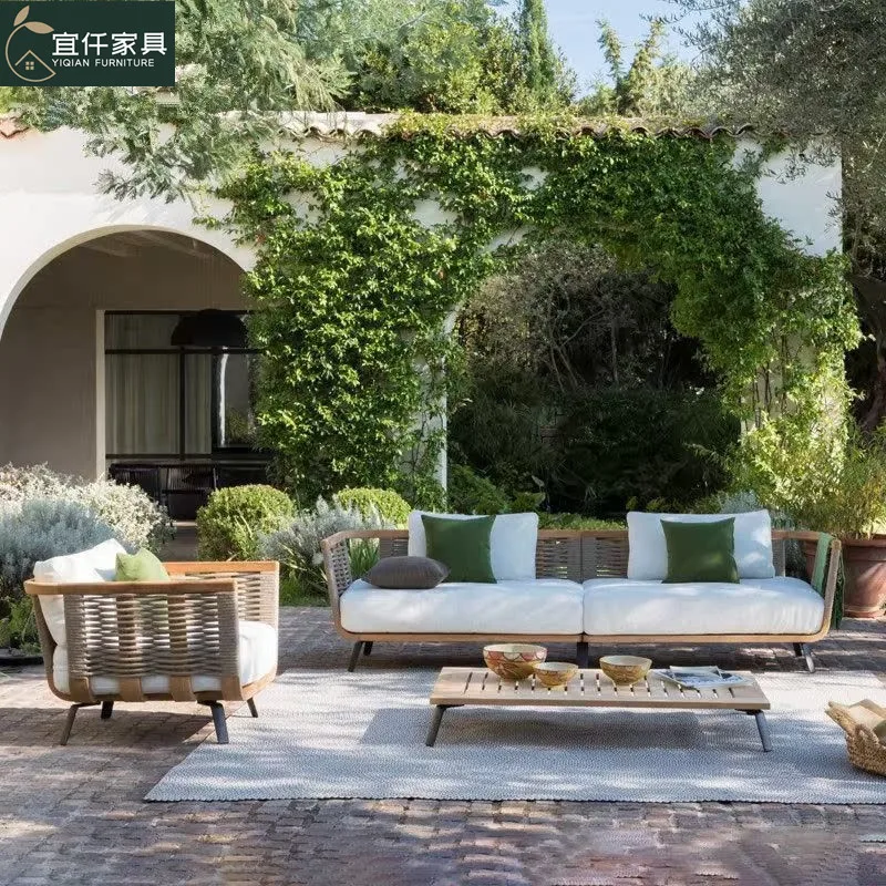 Outdoor leisure rattan teak sofa courtyard outdoor garden terrace simple modern double single coffee table combination
Outdoor leisure rattan teak sofa courtyard outdoor garden terrace simple modern double single coffee table combination