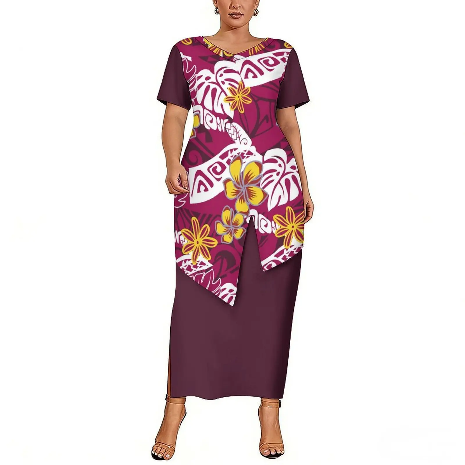 Slimming And Waist-Shrinking Design Women'S Custom Printed Floor-Length V-Neck Party Festival Dress With Pleated Skirt Set
Slimming And Waist-Shrinking Design Women'S Custom Printed Floor-Length V-Neck Party Festival Dress With Pleated Skirt Set