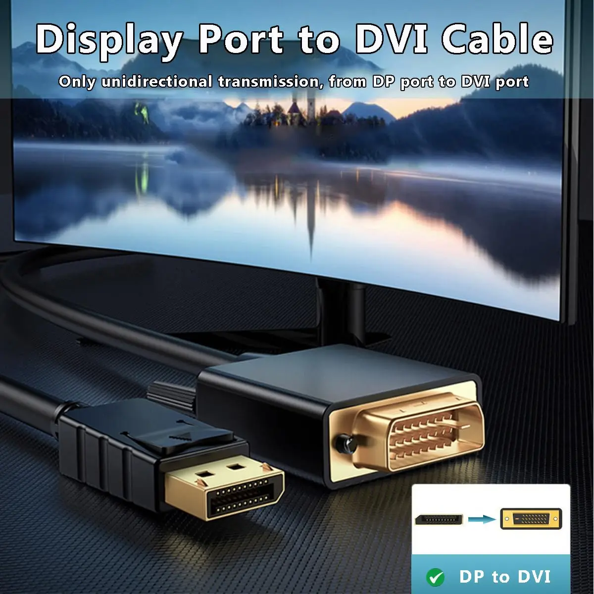 1.8m DisplayPort to DVI 24+1 Male to Male Adapter Converter Cable Cord 1080P for DP Video Card Desktop Laptop to DVI Monitor
1.8m DisplayPort to DVI 24+1 Male to Male Adapter Converter Cable Cord 1080P for DP Video Card Desktop Laptop to DVI Monitor