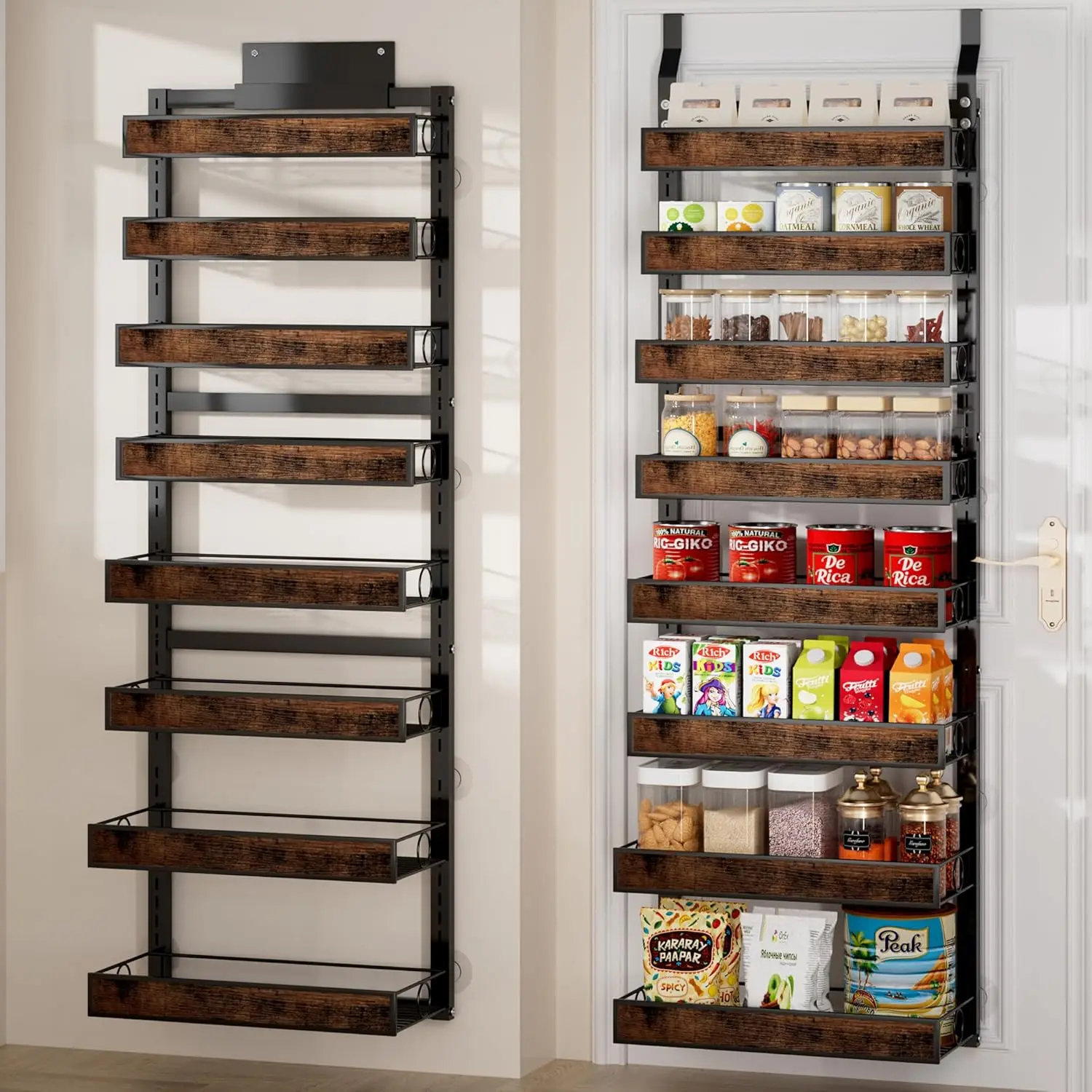 8 Tier Over The Door Pantry Orangizer 2 IN 1 Wall Mounted or Hanging Spice Rack with Adjustable Wood Basket,Heavy Duty S
8 Tier Over The Door Pantry Orangizer 2 IN 1 Wall Mounted or Hanging Spice Rack with Adjustable Wood Basket,Heavy Duty S