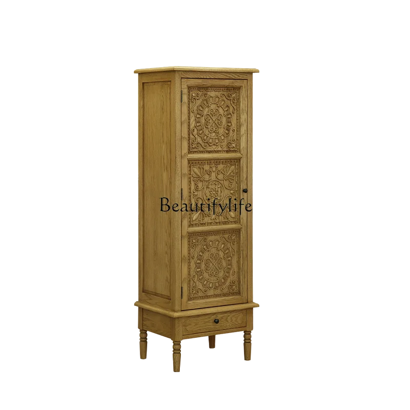 American rural pastoral retro style solid wood carving flower TV side cabinet style locker versatile
American rural pastoral retro style solid wood carving flower TV side cabinet style locker versatile