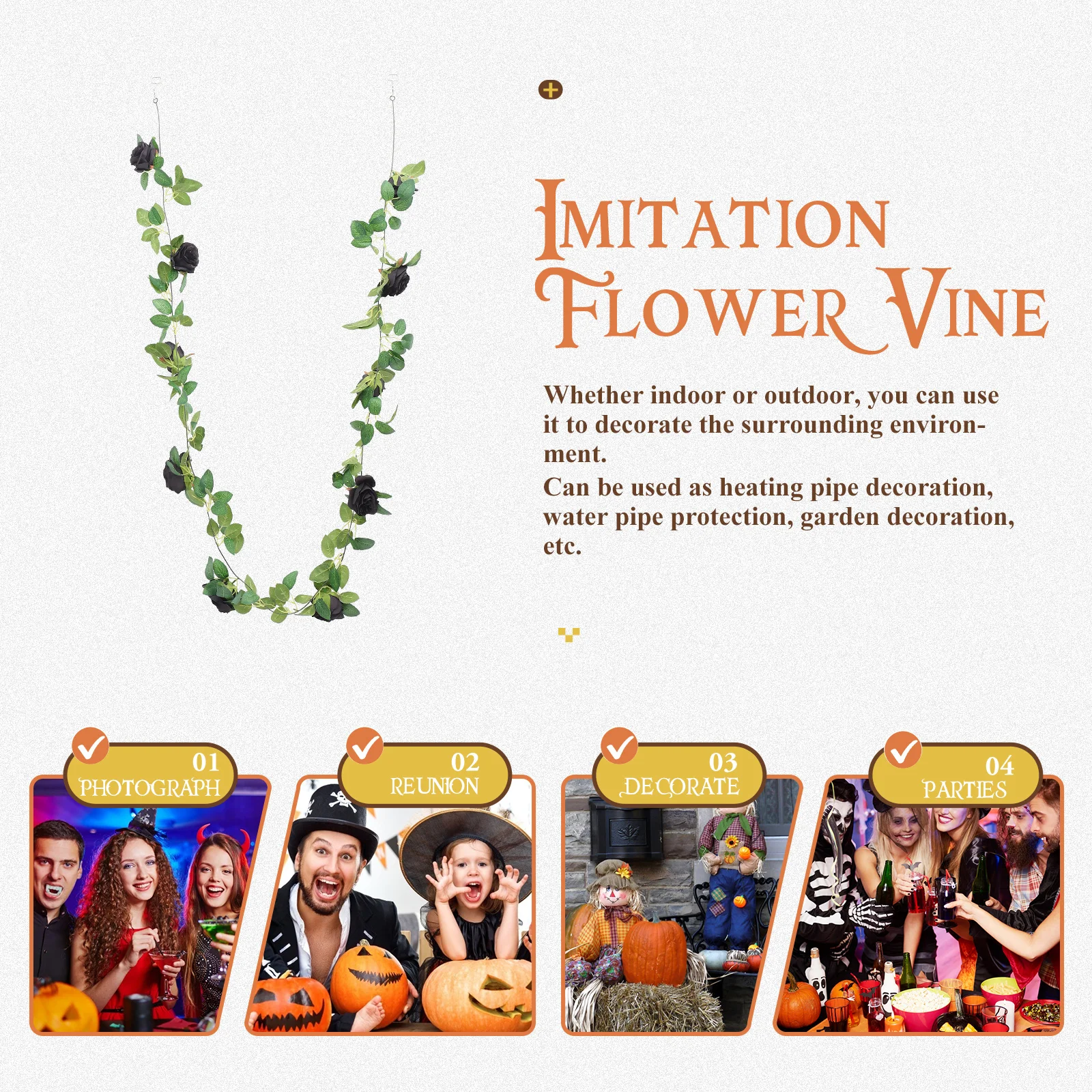 Hanging Black Rose Vine Artificial Flower Garland Tube Decor For Halloween Party Landscape Simulation Rattan Household Wall Art
Hanging Black Rose Vine Artificial Flower Garland Tube Decor For Halloween Party Landscape Simulation Rattan Household Wall Art
