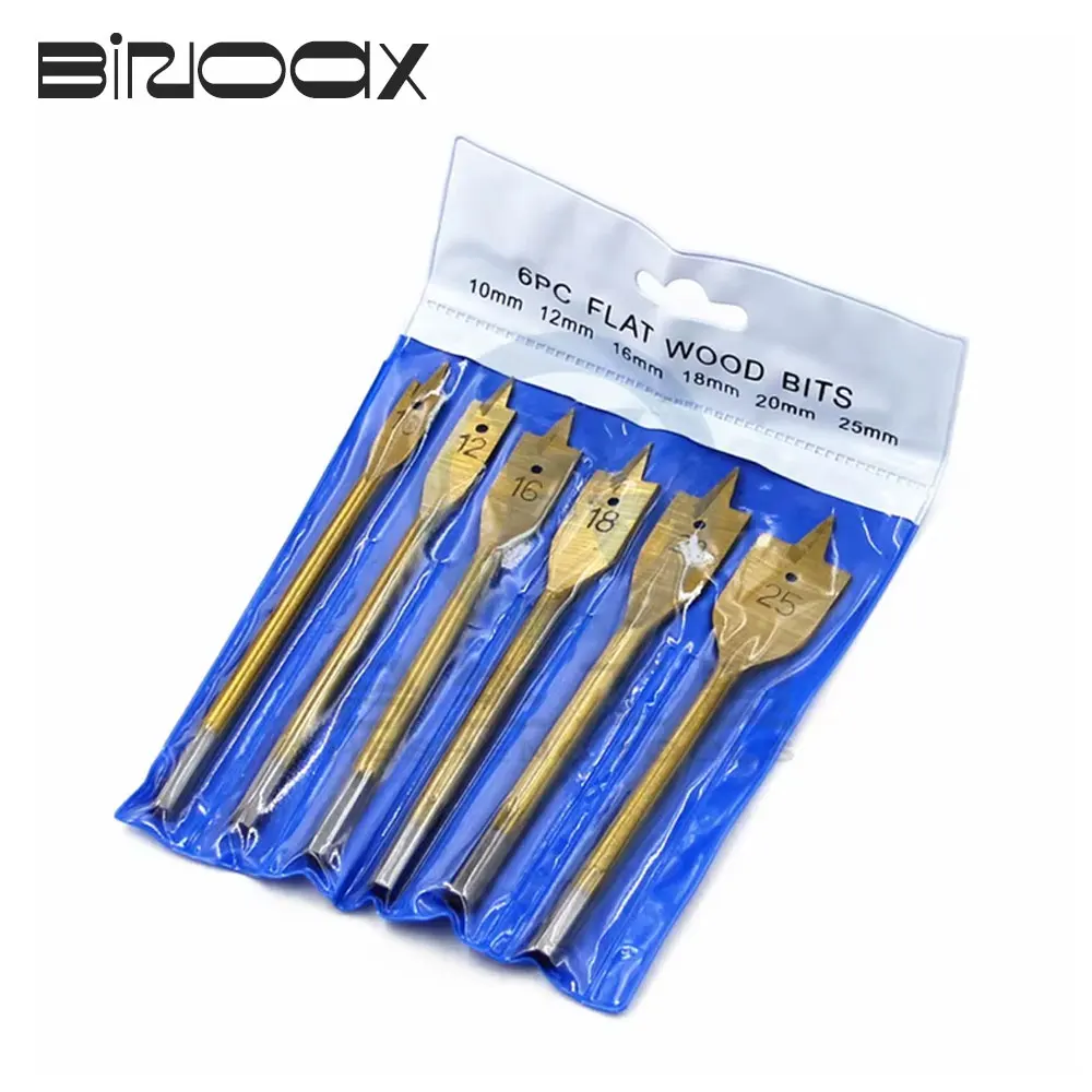 6 Pcs Spade Drill Bit Set Titanium Coated Flat Bits Hole Cutter Woodworking Tools Paddle Carbon Steel 10/12/16/18/20/25mm
6 Pcs Spade Drill Bit Set Titanium Coated Flat Bits Hole Cutter Woodworking Tools Paddle Carbon Steel 10/12/16/18/20/25mm