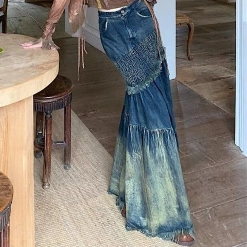 Fishtail Skirt Sexy Spice Girl Slim Heavy Industry Stitching Denim Skirt 2024 Fashion Commuter Women's Dress
Fishtail Skirt Sexy Spice Girl Slim Heavy Industry Stitching Denim Skirt 2024 Fashion Commuter Women's Dress