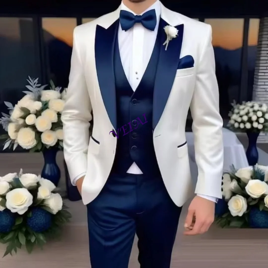 CustomizedWhite And Blue Business Men Suit Formal Occasion Groom Groomsman Wedding Party Prom Male Tuxedo 3 Piece Set Blazer Ves
CustomizedWhite And Blue Business Men Suit Formal Occasion Groom Groomsman Wedding Party Prom Male Tuxedo 3 Piece Set Blazer Ves