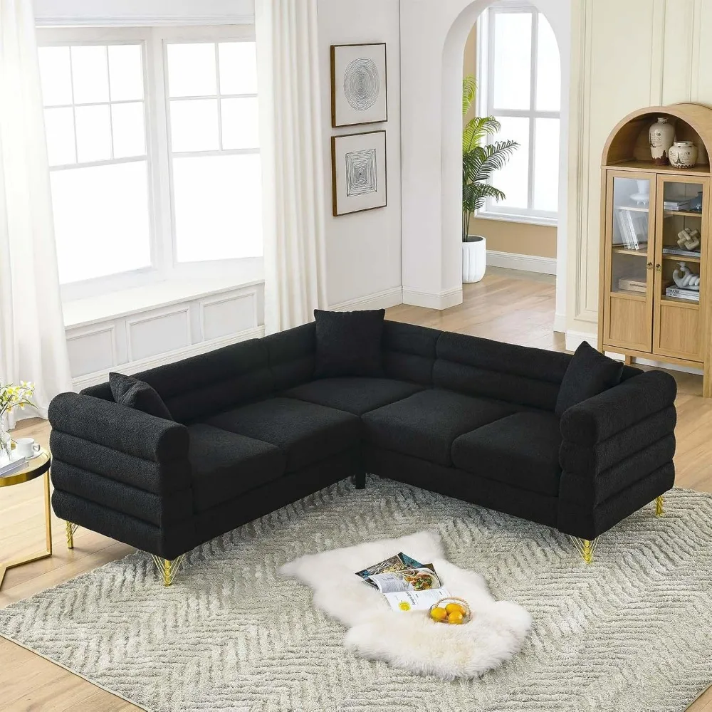 L-shaped sectional sofa living room set, modern cushioned lounge chair sofa, living room set with square armrests and metal legs
L-shaped sectional sofa living room set, modern cushioned lounge chair sofa, living room set with square armrests and metal legs