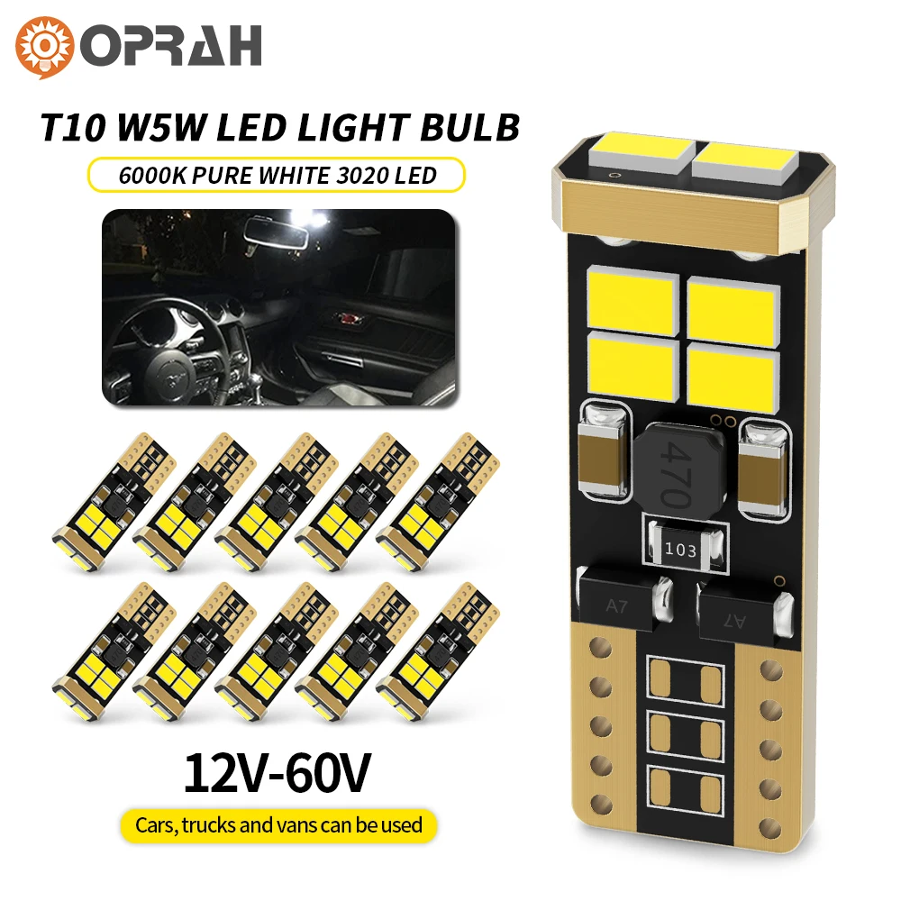 Светодиодные лампы T10 Canbus высокой мощности 3020 10SMD для автомобильных габаритных огней, стояночных огней, внутренней карты, купольная Лампа 6000K, 10 шт.
Светодиодные лампы T10 Canbus высокой мощности 3020 10SMD для автомобильных габаритных огней, стояночных огней, внутренней карты, купольная Лампа 6000K, 10 шт.