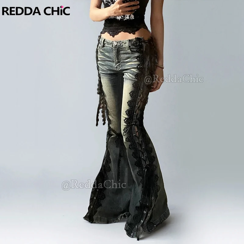 REDDACHiC Ribbon Detail Women Stretchy Jeans Hollow Eyelets Laced Distressed Low Waist Slim Bootcut Pants Retro Women Streetwear
REDDACHiC Ribbon Detail Women Stretchy Jeans Hollow Eyelets Laced Distressed Low Waist Slim Bootcut Pants Retro Women Streetwear