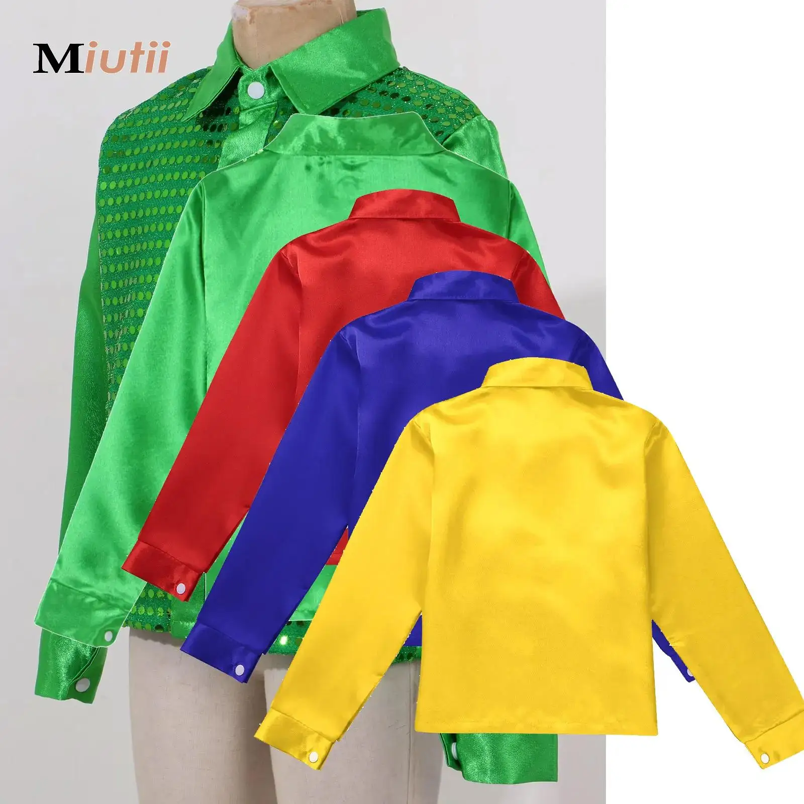 Boys Girls Shiny Sequins Hip-hop Jazz Dance Shirt Disco Dance Costumes Long Sleeve Lapel Stage Performance Street Dance Wear
Boys Girls Shiny Sequins Hip-hop Jazz Dance Shirt Disco Dance Costumes Long Sleeve Lapel Stage Performance Street Dance Wear