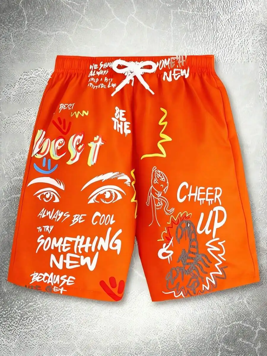 Mens Letter Print Beach Shorts Orange Casual Elastic Waist Swim Trunks With Motivational Quote Summer Outdoor Gym Wear
Mens Letter Print Beach Shorts Orange Casual Elastic Waist Swim Trunks With Motivational Quote Summer Outdoor Gym Wear