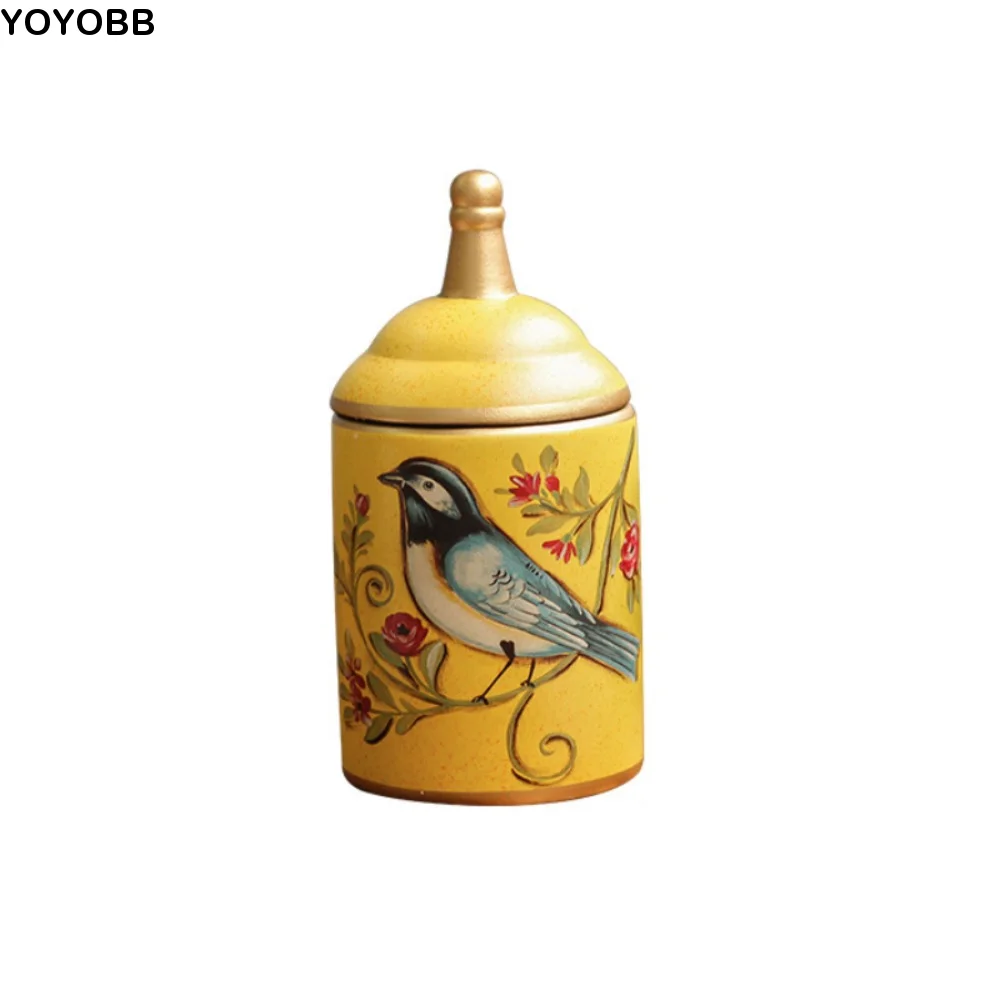 Household Ceramic American Rustic Style Tea Canister Vintage Moisture-proof Candy Pot Bird Printing Tea Can Coffee Bean
Household Ceramic American Rustic Style Tea Canister Vintage Moisture-proof Candy Pot Bird Printing Tea Can Coffee Bean