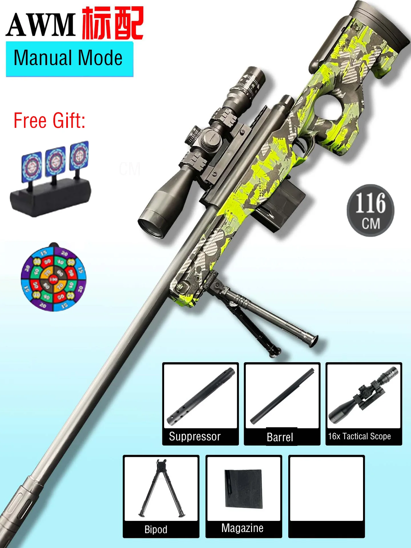 2025 Newest 98k Gel Ball Blaster, Manual Blaster Gun,116cm Long Range 20m w/16x Scop Manual Water Bead Blaster for Outdoor Fun
2025 Newest 98k Gel Ball Blaster, Manual Blaster Gun,116cm Long Range 20m w/16x Scop Manual Water Bead Blaster for Outdoor Fun