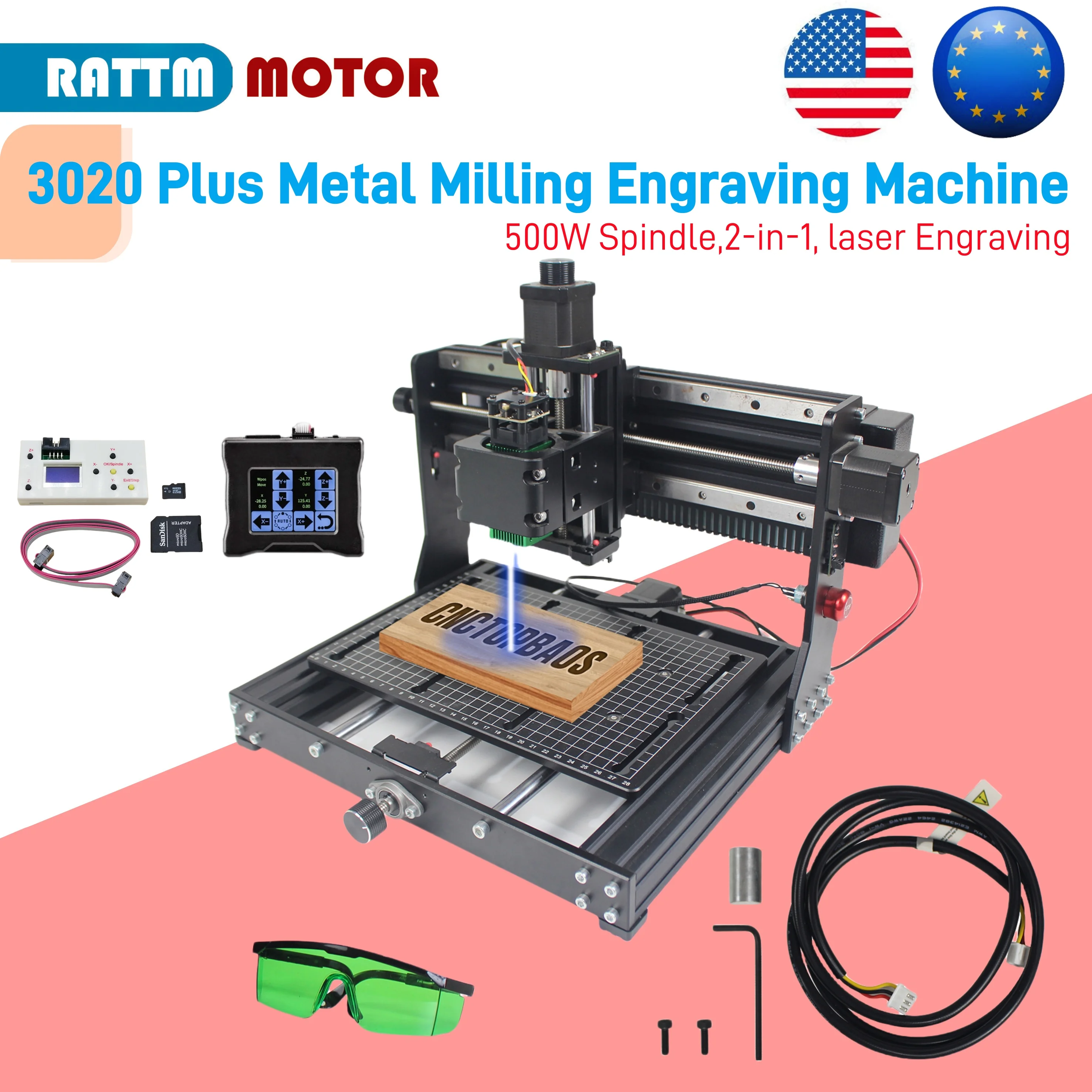 【EU & USA】500w Spindle CNC Wood Router 3020 Plus Metal Milling Engraving Machine 3-axis DIY Laser Engraver For Cut Aluminum MDF
【EU & USA】500w Spindle CNC Wood Router 3020 Plus Metal Milling Engraving Machine 3-axis DIY Laser Engraver For Cut Aluminum MDF