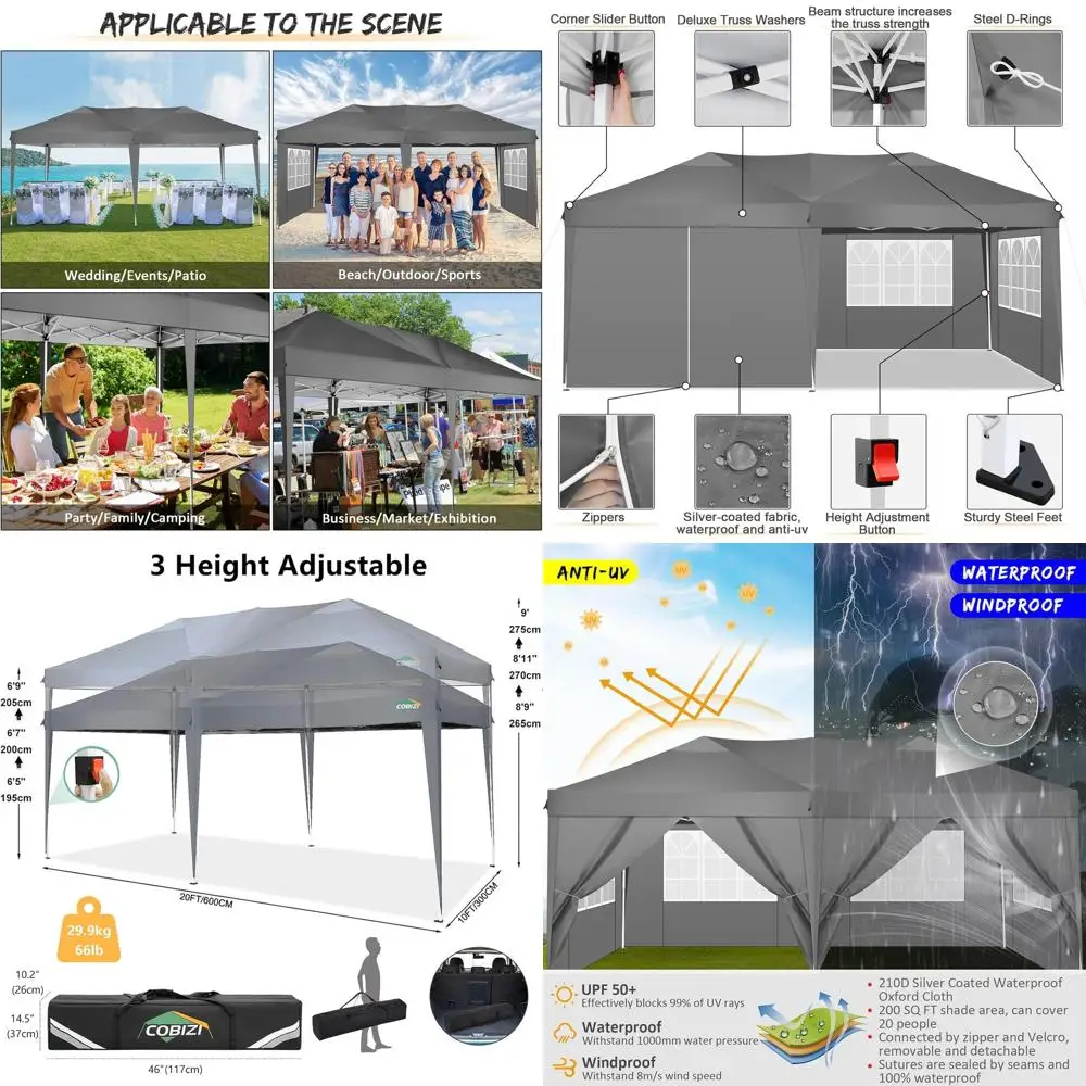 Gray 10x20 Waterproof Outdoor Party Tent with Removable Sides and Carry Bag
Gray 10x20 Waterproof Outdoor Party Tent with Removable Sides and Carry Bag