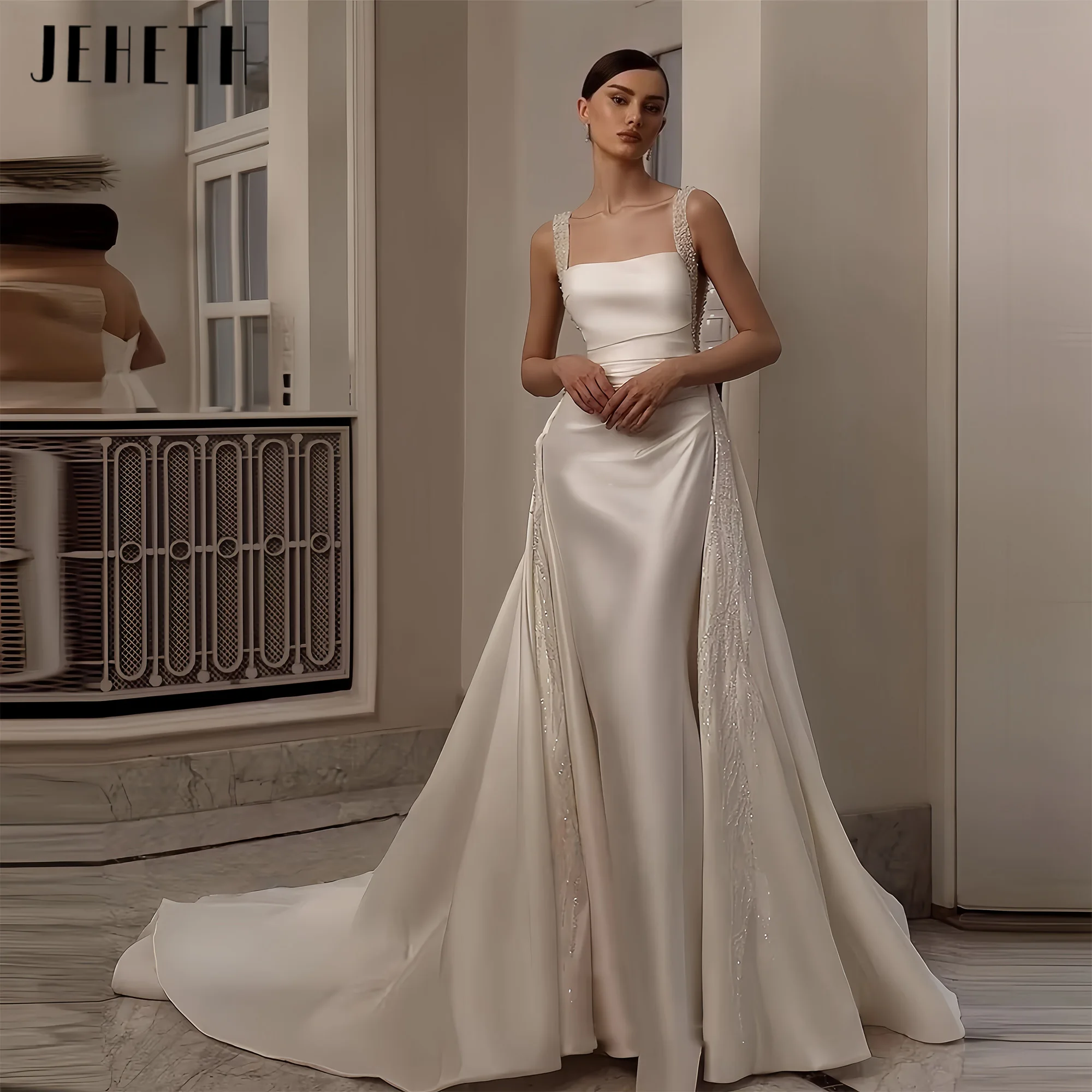 JEHETH Spaghetti Straps Sequin Bead Mermaid Stain Wedding Dress Gorgeous Backless Floor Length Bride Gowns Robe 2025 Customized
JEHETH Spaghetti Straps Sequin Bead Mermaid Stain Wedding Dress Gorgeous Backless Floor Length Bride Gowns Robe 2025 Customized