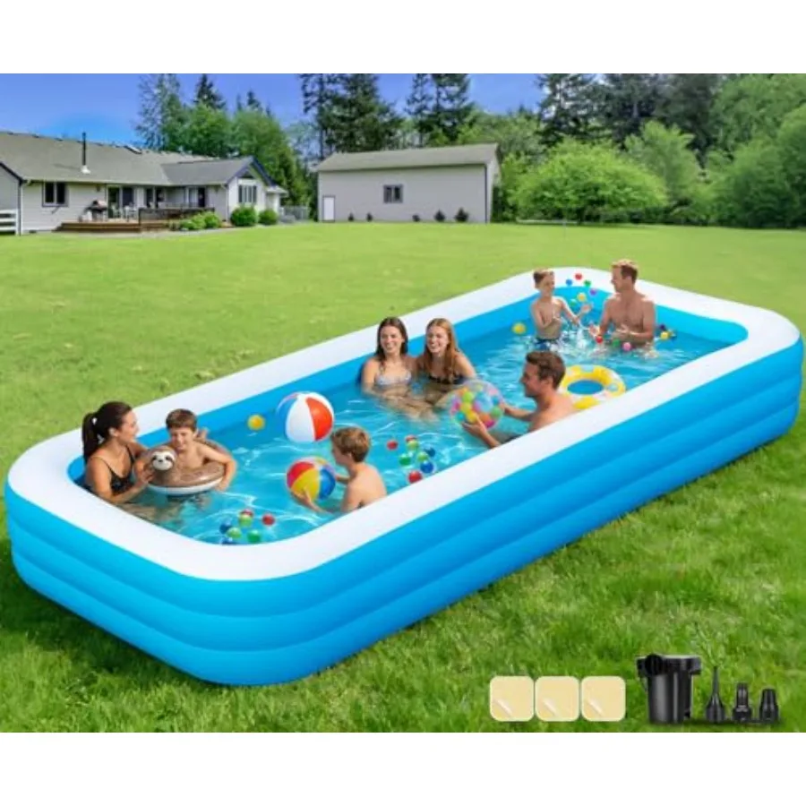 Backyard outdoor summer water party inflatable pool for adults and family PVC material blue oversized 165 x 76 x 22 with built-
Backyard outdoor summer water party inflatable pool for adults and family PVC material blue oversized 165 x 76 x 22 with built-