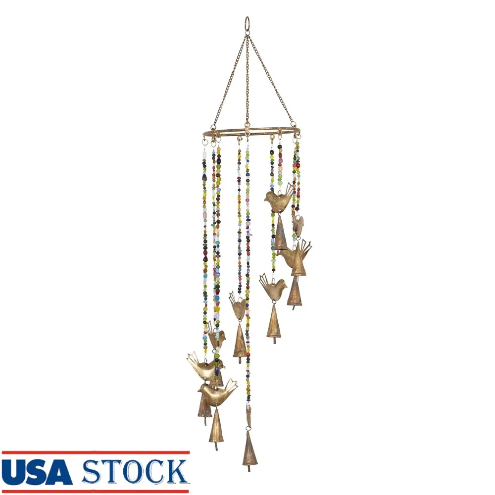 Gold Metal Bird Wind Chime with Glass Beads Cone Bells Indoor Décor Whimsical Musical Art Home Relaxation Gift Unique Design
Gold Metal Bird Wind Chime with Glass Beads Cone Bells Indoor Décor Whimsical Musical Art Home Relaxation Gift Unique Design