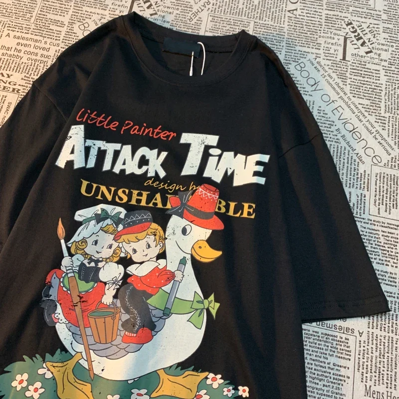 Original Cute Duck Retro Cartoon Printed Women'S Short Sleeve Fashion Loose Cotton T-Shirt Novelty Street Breathable Clothes
Original Cute Duck Retro Cartoon Printed Women'S Short Sleeve Fashion Loose Cotton T-Shirt Novelty Street Breathable Clothes
