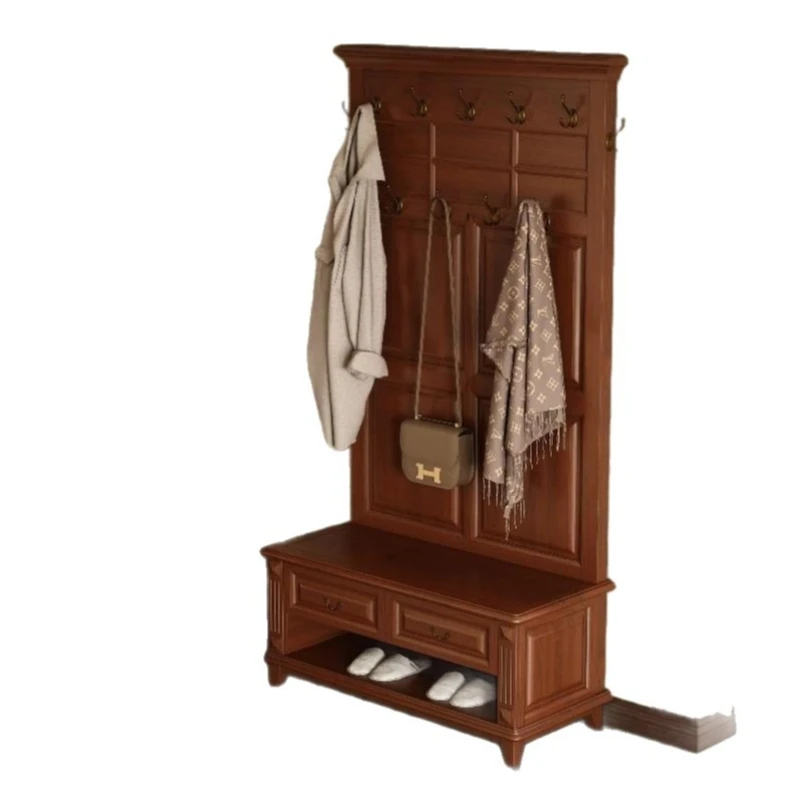 All solid wood coat rack entry partition shoe cabinet shoe changing stool integrated cabinet
All solid wood coat rack entry partition shoe cabinet shoe changing stool integrated cabinet